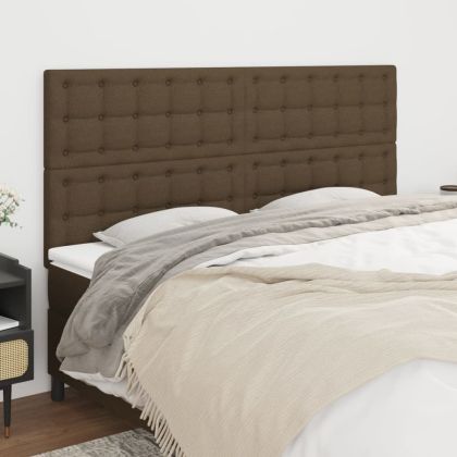 Горни табли за легло, 4 бр, тъмнокафяви, 100x5x78/88 см, плат
