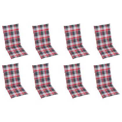 Сгъваеми градински столове с възглавници, 8 бр, акация масив