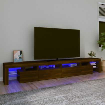 ТВ шкаф с LED осветление, кафяв дъб, 260x36,5x40 см