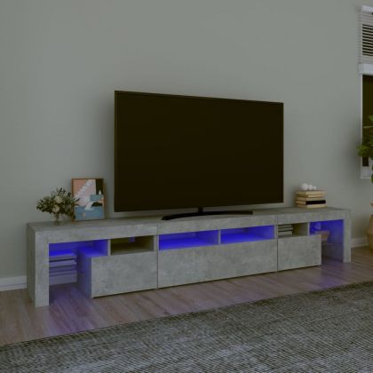 ТВ шкаф с LED осветление, бетонно сив, 230x36,5x40 см