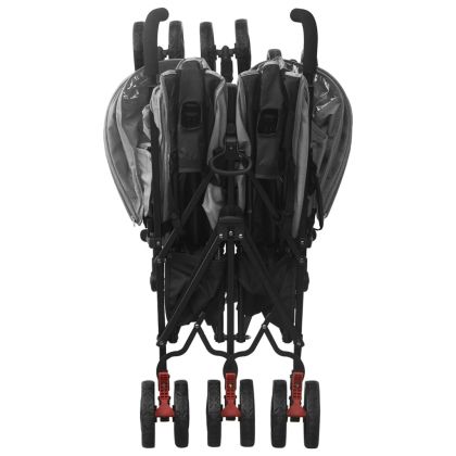 Количка за близнаци, стомана, светлосива