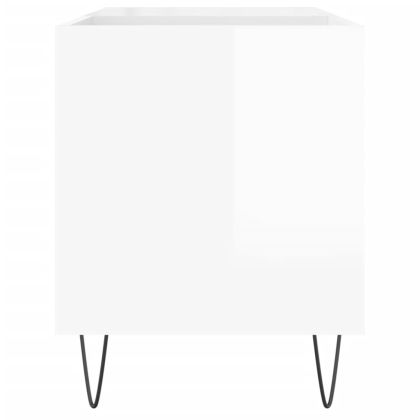 Шкаф за грамофонни плочи бял гланц 85x38x48 см инженерно дърво