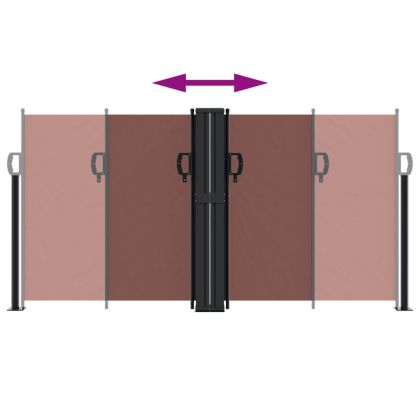 Прибираща се странична тента, кафява, 120x600 см
