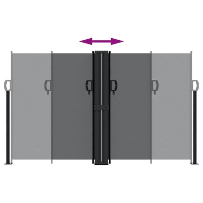 Прибираща се странична тента, черна, 140x600 см