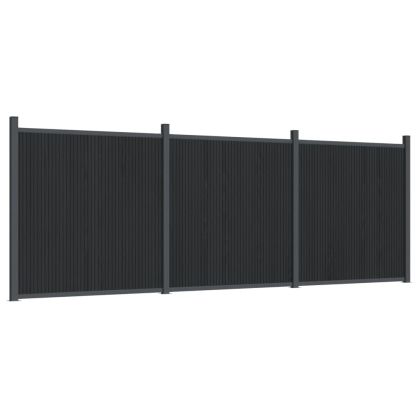 Ограден панел, сив, 526x186 см, WPC