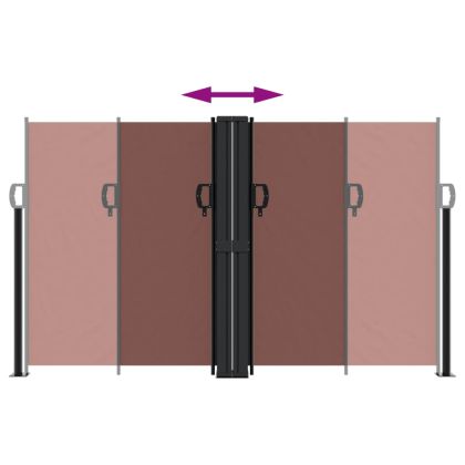 Прибираща се странична тента, кафява, 140x600 см