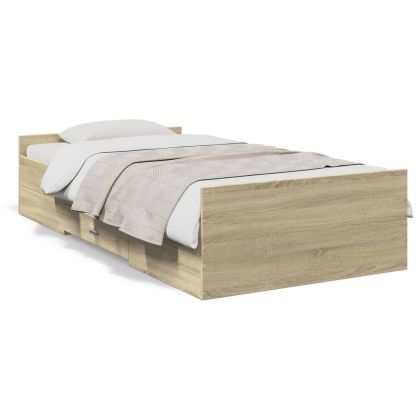 Рамка за легло с чекмедже дъб сонома 90x200 см инженерно дърво