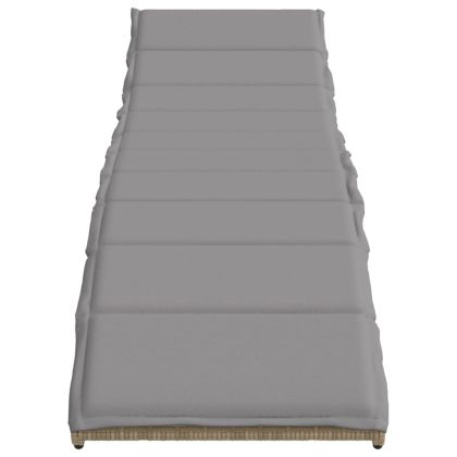 Шезлонги, 2 бр, с масичка, бежови, полиратан