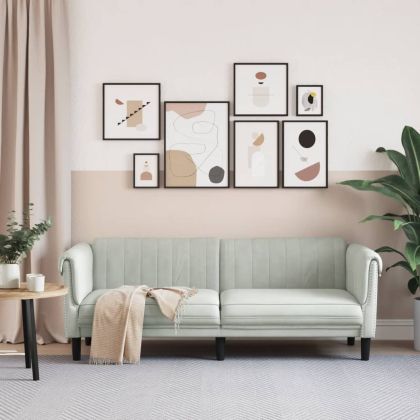 3-местен диван, светлосив, кадифе