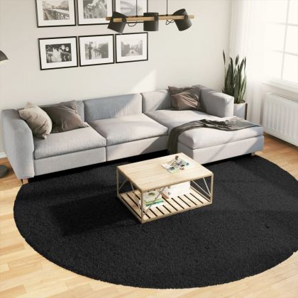 Шаги килим с дълъг косъм "PAMPLONA" модерен черен Ø 280 см