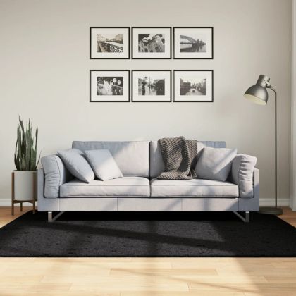 Шаги килим с дълъг косъм "PAMPLONA" модерен черен 140x200 см