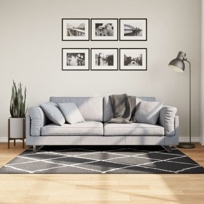 Шаги килим с дълъг косъм "PAMPLONA", черно-кремав, 120x170 см