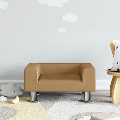Детски диван, кафяв, 50x40x26,5 см, кадифе