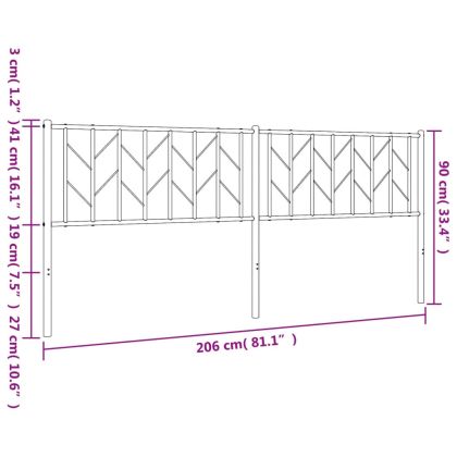 Метална резервна табла за легло, бяла, 200 см