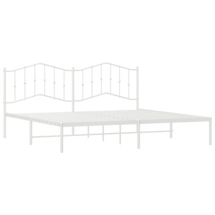 Метална рамка за легло с горна табла, черна, 193x203 см