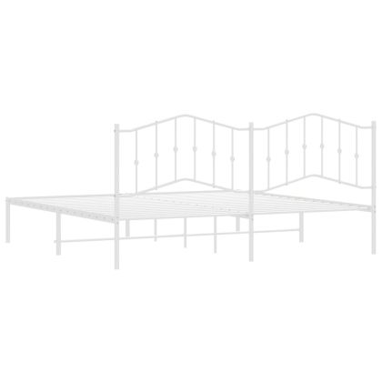 Метална рамка за легло с горна табла, черна, 193x203 см