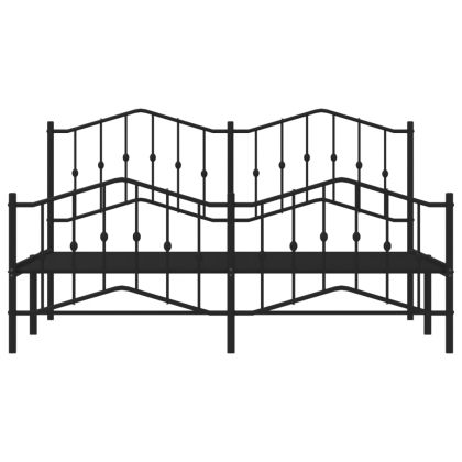Метална рамка за легло с горна и долна табла, черна, 183x213 см