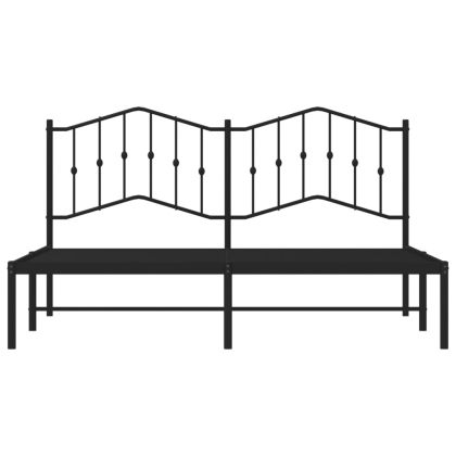 Метална рамка за легло с горна табла, черна, 183x213 см