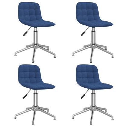 Въртящи се трапезни столове, 4 бр, сини, текстил