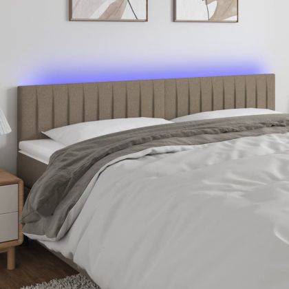 LED горна табла за легло, таупе, 180x5x78/88 см, плат