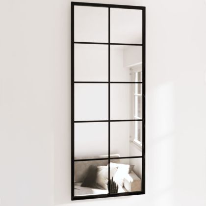 Стенни огледала, 2 бр, черни, 100x40 см, метал
