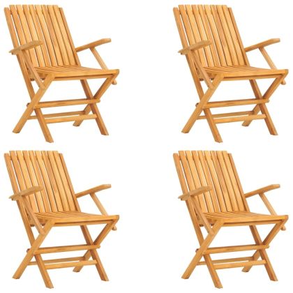 Градински трапезен комплект, 5 части, тиково дърво масив