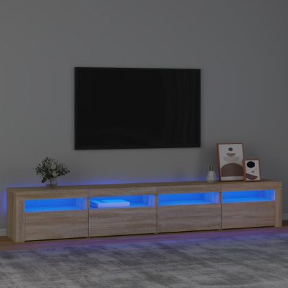 ТВ шкаф с LED осветление, дъб сонома, 240x35x40 см