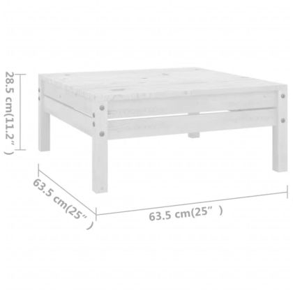 Градински лаундж комплект, 5 части, бял, бор масив