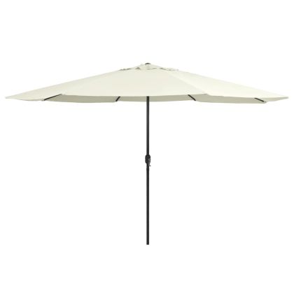 Градински чадър с метален прът, 390 см, пясъчнобял