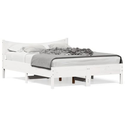 Рамка за легло, бяла, бор масив, 120x190 см