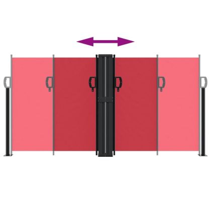 Прибираща се странична тента, червена, 120x600 см