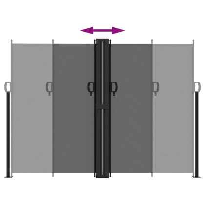 Прибираща се странична тента, черна, 180х600 см