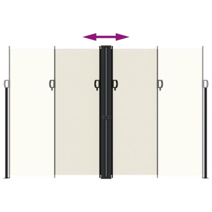 Прибираща се странична тента, кремава, 220x600 см