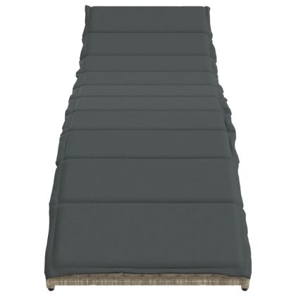 Шезлонг с възглавница, светлосив, 55x199x50 см, полиратан