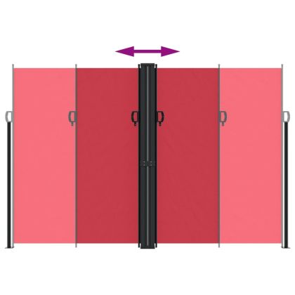 Прибираща се странична тента, червена, 220x600 см