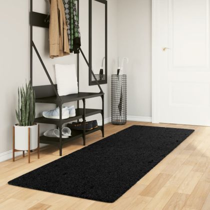 Шаги килим с дълъг косъм "PAMPLONA" модерен черен 80x250 см