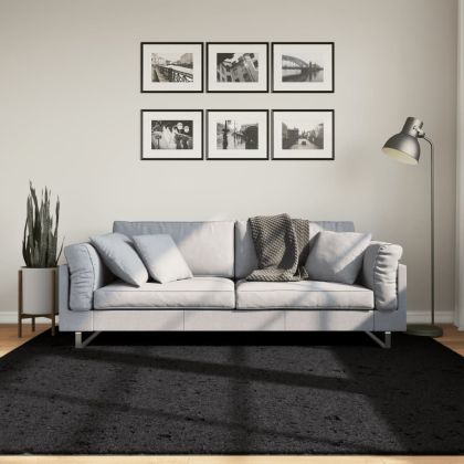 Шаги килим с дълъг косъм "PAMPLONA" модерен черен 200x200 см