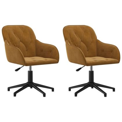 Въртящи се трапезни столове, 2 бр, кафяви, кадифе