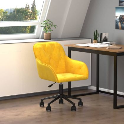 Въртящ се офис стол, жълт, кадифе