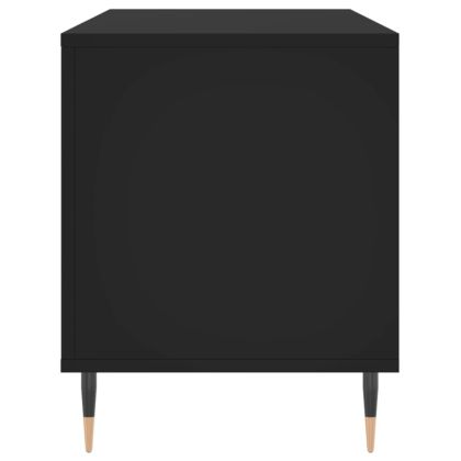 Шкаф за грамофонни плочи черен 100x38x48 см инженерно дърво
