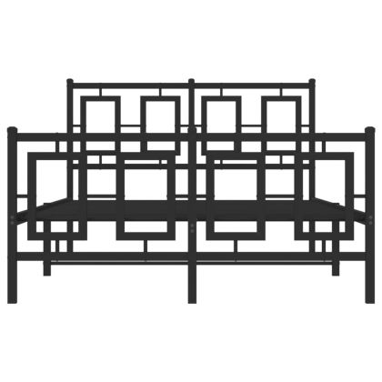 Метална рамка за легло с горна и долна табла, черна, 120x190 см
