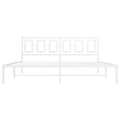 Метална рамка за легло с горна табла, бяла, 180x200 см