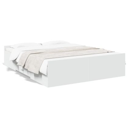 Рамка за легло с чекмеджета, бяла, 150x200 см, инженерно дърво