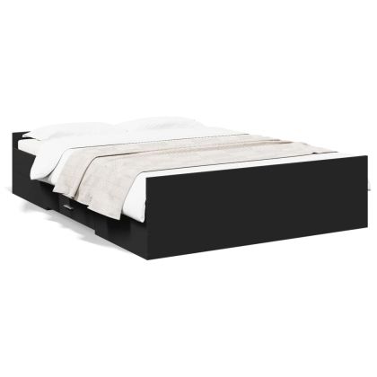 Рамка за легло с чекмеджета, черна, 120x190 см, инженерно дърво