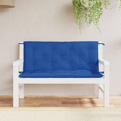 Възглавници за градински пейки 2 бр синьо 120x50x7 см плат