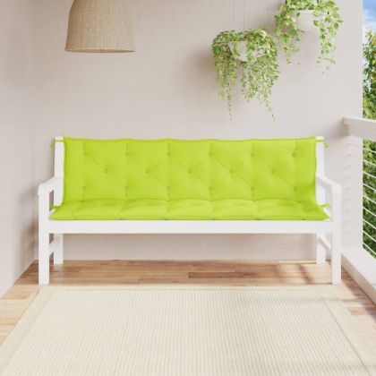 Възглавници за градински пейки 2 бр Яркозелени 180x50x7 см плат
