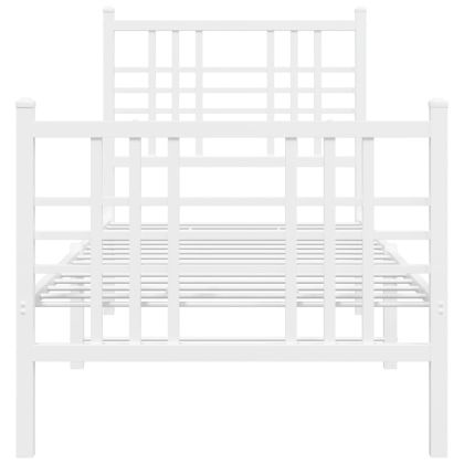 Метална рамка за легло с горна и долна табла, бяла, 80x200 см