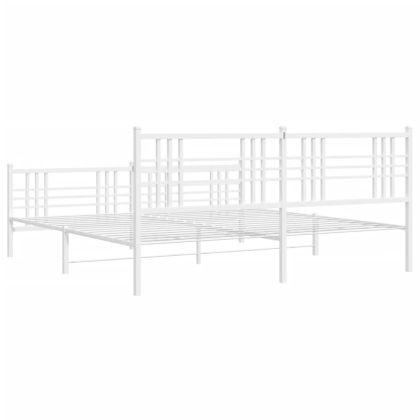 Метална рамка за легло с горна и долна табла, бяла, 183x213 см