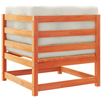 Градински комплект с възглавници, 6 части, восъчнокафяв