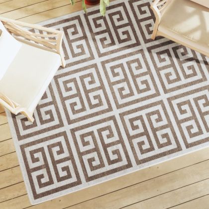 Килим за открито и закрито къс косъм шарен 160x230 см неплъзгащ